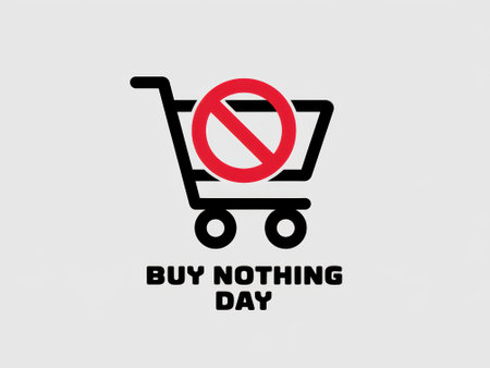 Buy Nothing Day Symbol with Shopping Cart and Prohibition Sign.の素材