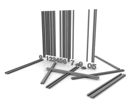 Broken bar code on white backgroundの写真素材