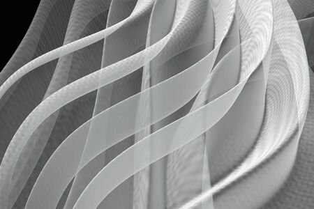 Abstract gray waves background on blackの写真素材