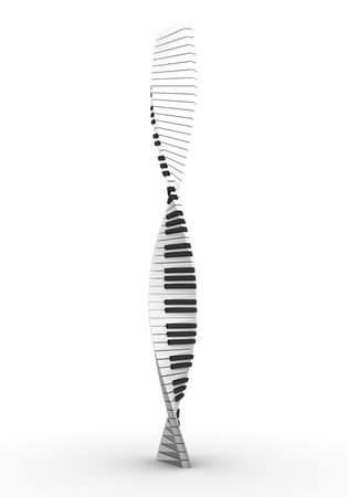 3D render of a twisted piano keyboardの写真素材