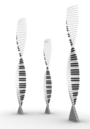 3D render of a twisted piano keyboardsの写真素材