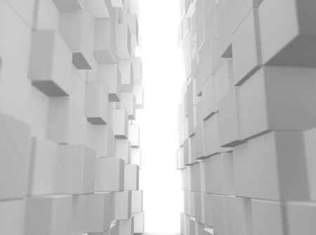 Abstract background with gray cubes set one next to anotherの写真素材