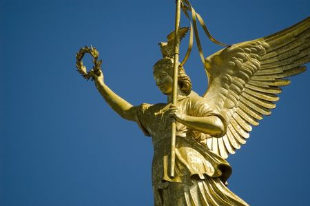 Berlin angel monument with clear blue sky in the backgroundの写真素材
