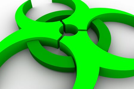Green biohazard symbol on white backgroundの写真素材