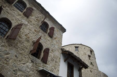 Stone built houses in Mostar, Bosnia and Herzegovina, Europeの写真素材