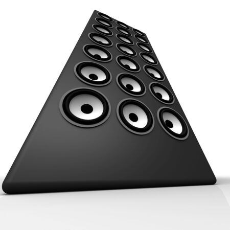 Huge black speaker box on white backgroundの写真素材