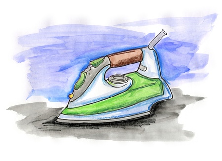 Hand drawn illustration of an iron on white backgroundの写真素材