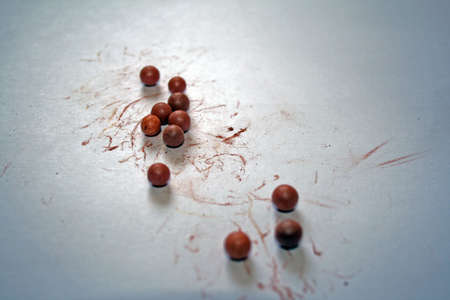 Balls bronze powder. make-up on his face. cosmetics.の写真素材