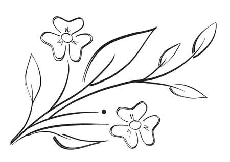 Silhouette of flower isolated in white backgroundのイラスト素材