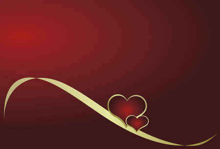 Heart with ribbon on a red backgroundのイラスト素材
