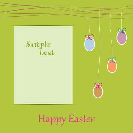 spring motif with easter eggs and paper for text のイラスト素材