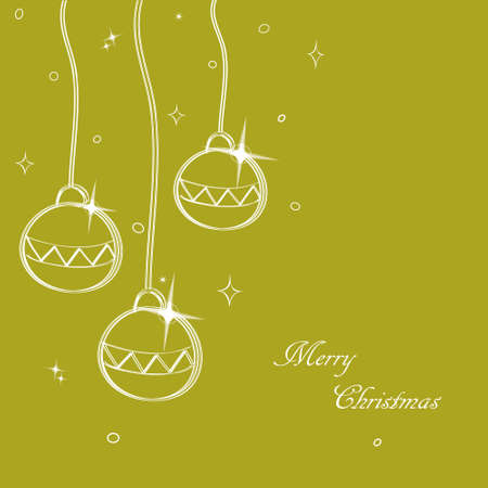 Hand-painted Christmas ornaments on green background,のイラスト素材