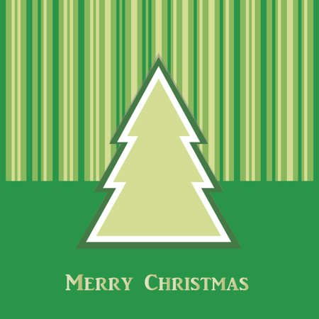 green Christmas card with tree and stripesのイラスト素材