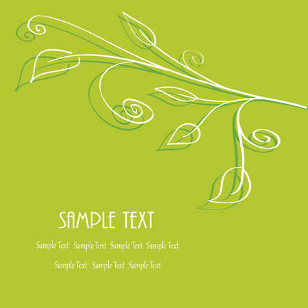 white silhouette of branches with leaves on a green background  のイラスト素材