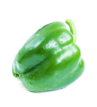 Green Bell Pepper on a white backgroundの写真素材