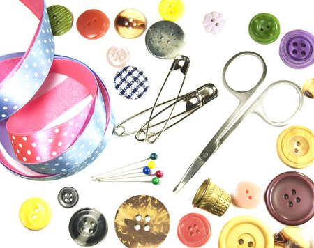 Sewing Buttons and tailor accessory  on a white background