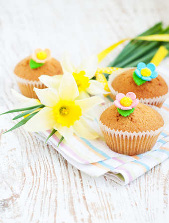 fresh handmade  sweet muffins cakes - still lifeの写真素材