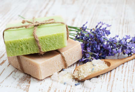 Natural handmade Herbal Soap with leaves and sea salt