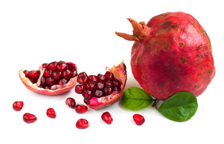 Open pomegranate with seed on white  の写真素材