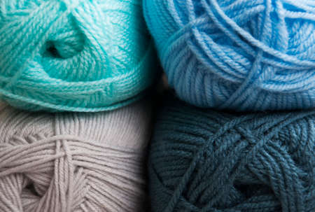 Clews of blue and grey  Woolen Yarn - closeup