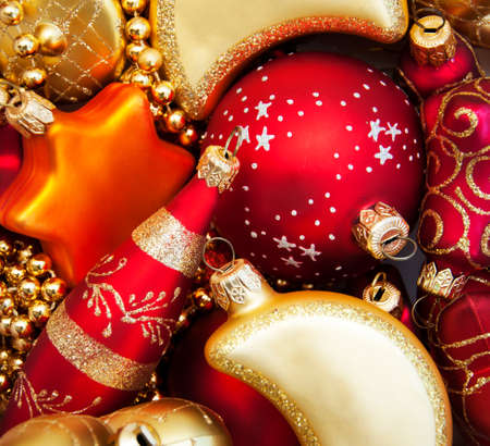 Brightly colored Assorted color Christmas baublesの写真素材
