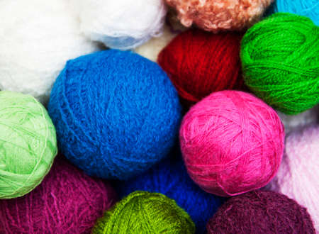 color woolen clews for knitting - close upの写真素材