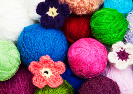 color woolen clews for knitting - close upの写真素材
