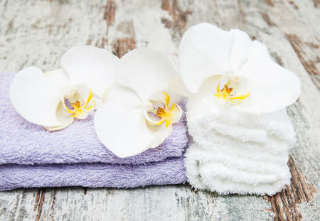spa concept  with  orchids and towelsの写真素材