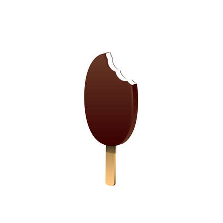 Ice cream on stick covered with chocolate on white backgroundのイラスト素材