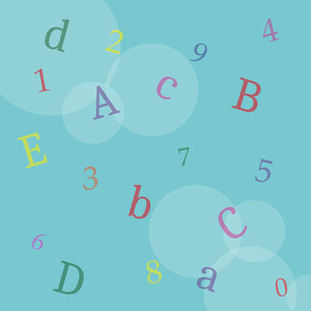 blue bokeh background with numbers and letters