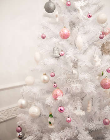 christmas and new year decorated interior with new year treeの写真素材