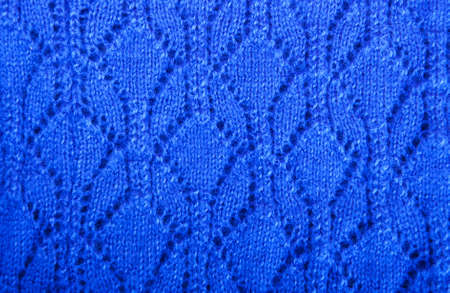 blue knitted fabric texture - abstract backgroundの写真素材