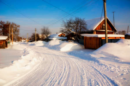 Winter rural scenery. Winter fairy-tale. Concept Christmasの写真素材