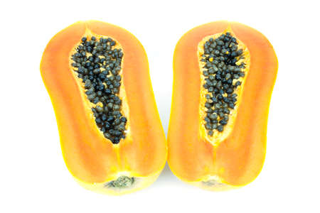 Ripe Papaya On White Backgroundの写真素材