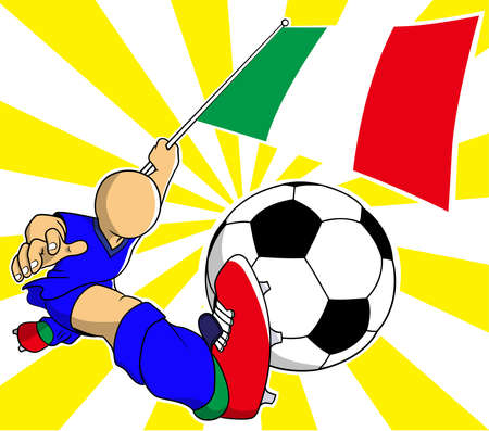 Italian  soccer player with flag and ball cartoon vector in eps10のイラスト素材