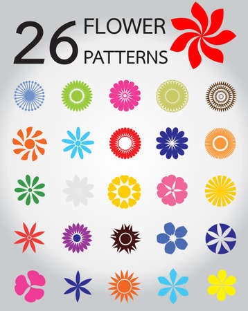 26 vectors of  flower pattern. You can chang its colorのイラスト素材
