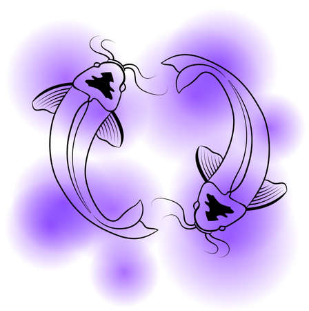 Catfishes over marine background のイラスト素材