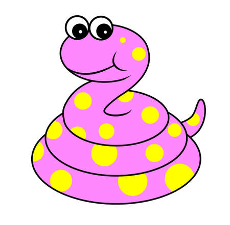 Cartoon Illustration of Cute pink Snake Reptile Animal