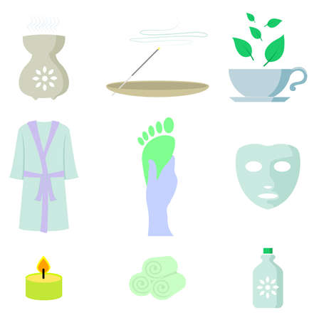 Spa color icon set vectorのイラスト素材