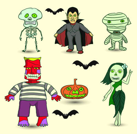 Set of Halloween ghosts around the worldのイラスト素材