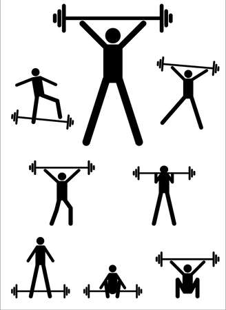poses of weightlifter icon isolated on white backgroundのイラスト素材