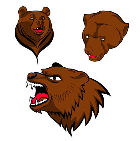 brown bear heads のイラスト素材