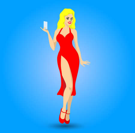 female holding smartphone and taking selfieのイラスト素材