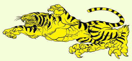 tiger creeping cartoon formatのイラスト素材