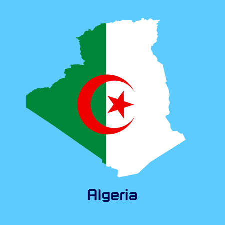 vector map of    Algeria    with flag textureのイラスト素材