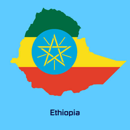 vector map of Ethiopia  with flag textureのイラスト素材