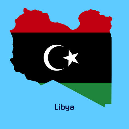 vector map ofLibya  with flag textureのイラスト素材