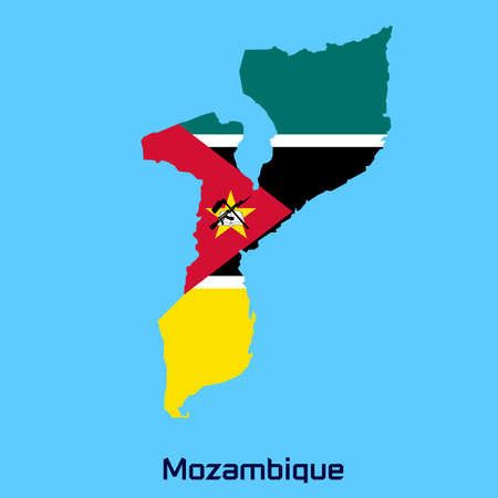 vector map of Mozambique with flag textureのイラスト素材