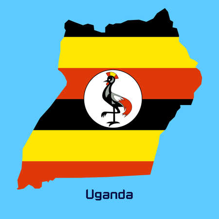 vector map of Uganda with flag textureのイラスト素材