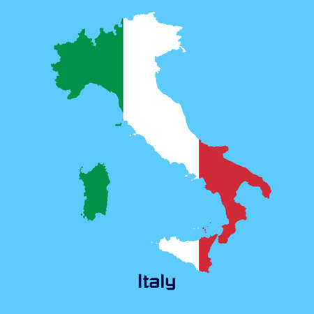 vector map of  Italy  with flag textureのイラスト素材